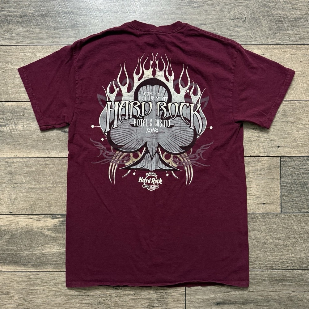 VTG Hard Rock Hotel & Casino Cafe Seminole‎ Tampa Graphic T-Shirt Maroon Mens M
